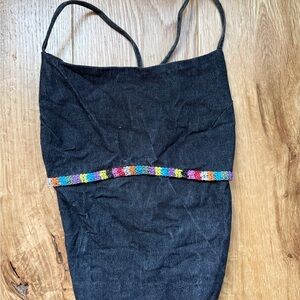 Lemon denim open back top